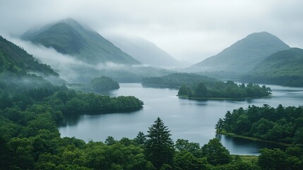 Misty Loch, Highland scenery, Scotland, travel