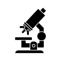 Microscope Glyph Icon – Scientific Research and Laboratory Tool in Silhouette Style