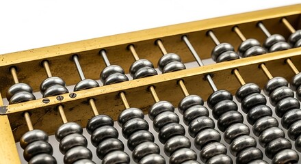 Vintage Abacus Close-up Ancient Calculating Tool for Math Education
