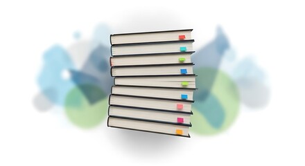 Stack of Books with Colorful Tabs, Learning and Education Resources