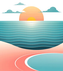 Sunset sea vector