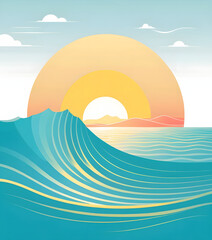 Sunset sea vector