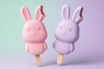 Fototapeta premium Cute Bunny-Shaped Ice Cream Popsicles