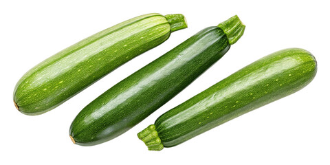 Three Fresh Green Zucchini Isolated on Transparent Background, Vegetable, Food Photography, zucchini, vegetables, cooking