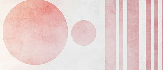 Minimalist Japanese Geometric Art in Soft Pastel Pink and White