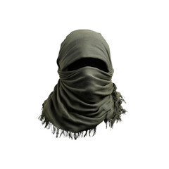 Dark green shemagh headscarf in military style isolated on a white background

