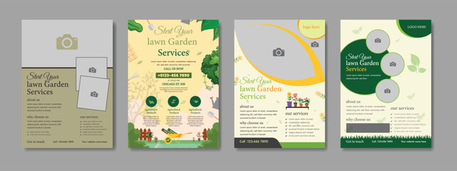 lawn care flyer design template. landscaping and gardening lawn care service flyer, poster, leaflet design lawn care garden or landscaping services Tree and gardening service poster leaflet ...