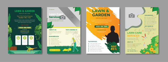 Lawn Mower & Landscaping Garden Service Flyer Template: Professional, Eye-Catching Brochure Design for Your Lawn Care Business
