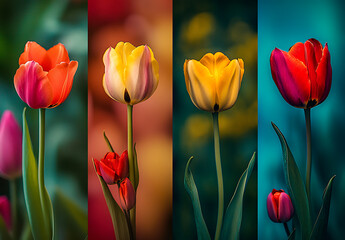 Vibrant Tulip Blooms A Colorful Springtime Display