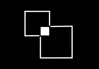 A black and white image of two squares with a white square in the middle