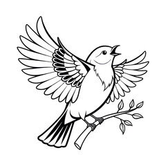 Cute bird silhouette vector icon