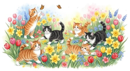 Fototapeta premium Kittens in Springtime