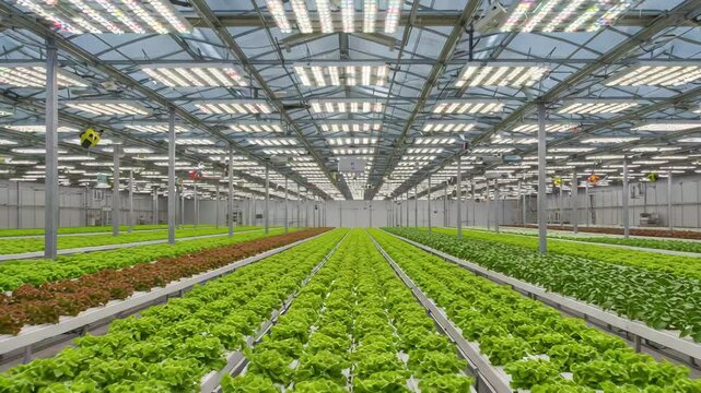 Indoor Vertical Farm, Hydroponic Lettuce Growing