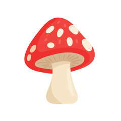 Fly agaric mushroom. Autumn, fall. Flat vector clipart, illustration with isolated background.