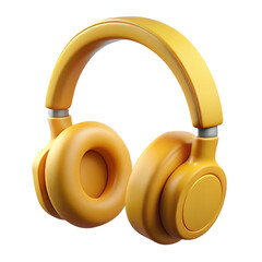 3D Render of Yellow Over-Ear Wireless Headphones Isolated on Transparent Background"

