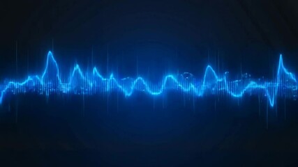 Abstract blue sound wave graphic with glowing effects on black background  