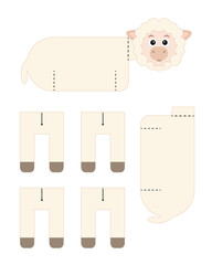 Sheep template for building for games. Sheep paper toy.