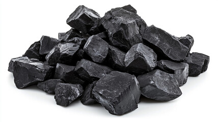 A pile of charcoals on a white background.