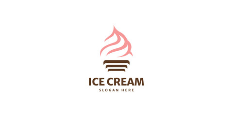 Ice cream logo vector, ice cream or drink logo design template