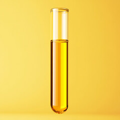 Test tube filled with golden oil.