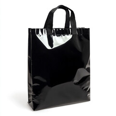 black plastic bag isolated on a white background.