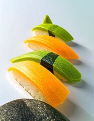 Creative Sushi Arrangement on White
