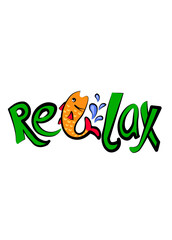The inscription "Relax" on a white background.