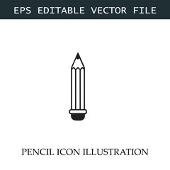 Pencil Icon Black and White Vector Design Image Illustration

