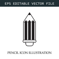 Pencil Icon Black and White Vector Design Image Illustration
