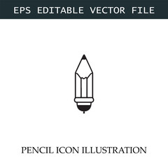 Pencil Icon Black and White Vector Design Image Illustration
