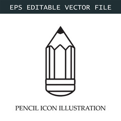 Pencil Icon Black and White Vector Design Image Illustration
