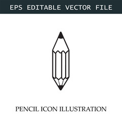 Pencil Icon Black and White Vector Design Image Illustration
