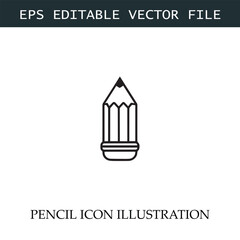 Pencil Icon Black and White Vector Design Image Illustration
