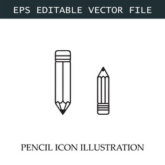 Pencil Icon Black and White Vector Design Image Illustration

