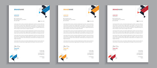 Creative modern Letterhead with 4 color variations editable business letterhead
