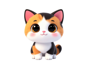 Adorable Little Fluffy Calico Kitten With Big Eyes A Heartwarming Digital Art Composition for Everyone