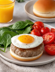 Breakfast burger on a brioche bun