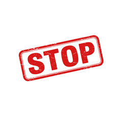 Stop red grunge rubber stamp isolated on transparent background, png image 