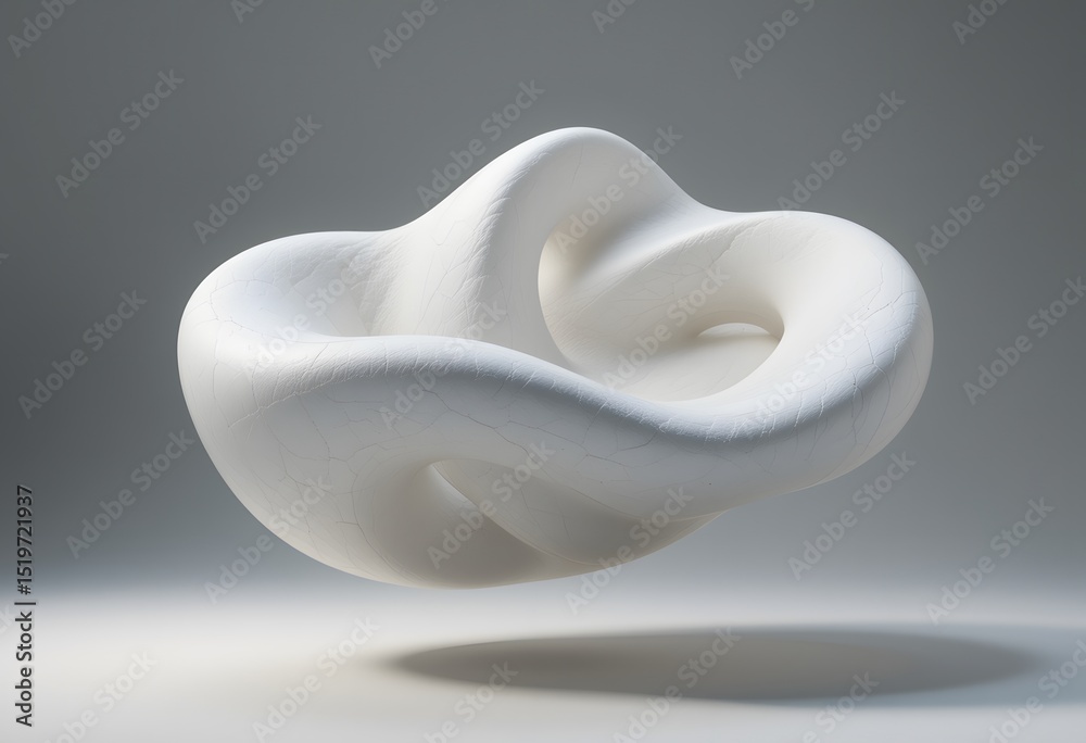 Fototapete Abstract Geometric Form, A Beautiful 3d Render. Soft Lighting Illuminates The Smooth Texture, With Gentle Curves And Sharp Angles, Creating A Visually Captivating Shape. A Modern Design Element.