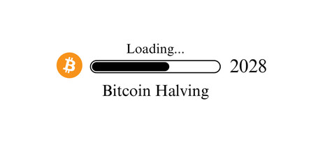 Progress Bar Bitcoin Halving 2028 Loading Vector illustration on White Background
