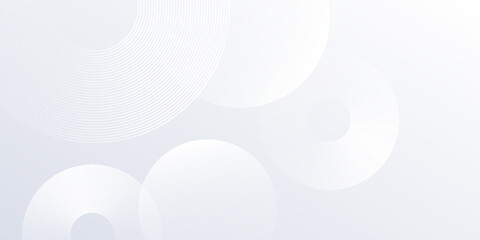 Modern white background with white circle lines. Digital future technology abstract simple design art