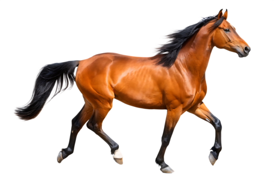 Chestnut horse running isolated on a white background png