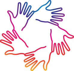 Obraz premium Multiethnic Diverse Hands Raised Up