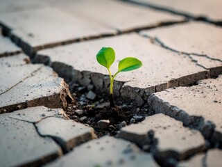 Sprout in Cracks. A Symbol of Resilience, Growth, and the Power of Nature.
