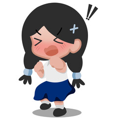 little girl with a angry face