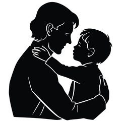 Father and Son Silhouette A Tender Embrace
