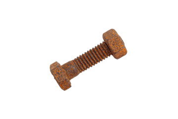 Rusty bolt and nut on white