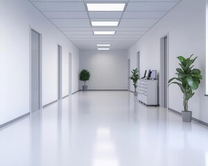 Ambient white innovation lab with modular workspace layout