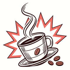 Cup of hot coffee in vector