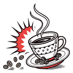 Cup of hot coffee in vector